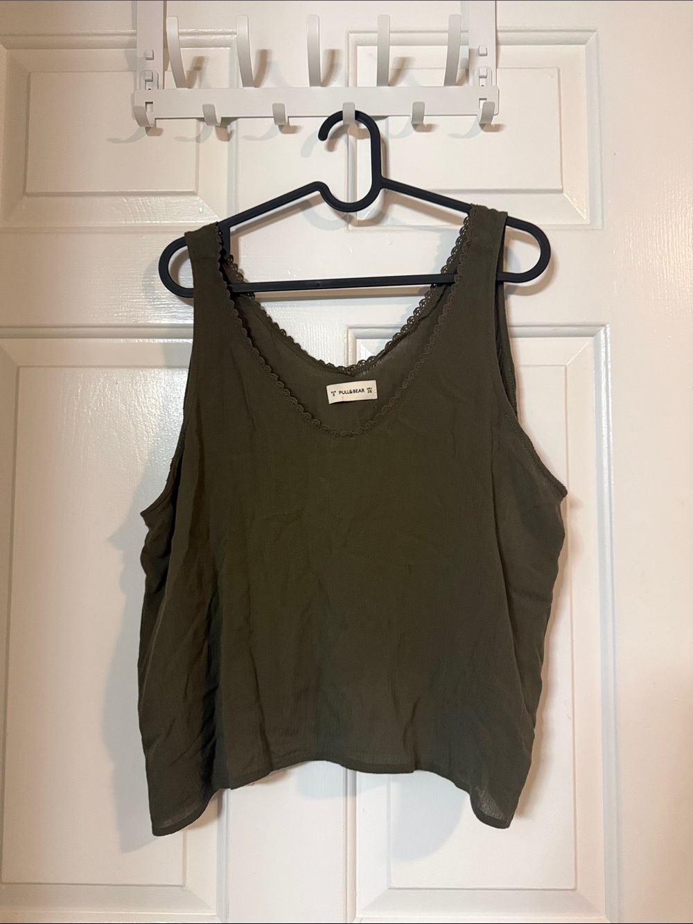 Pull&Bear Olive Green Lace-Trim Camisole